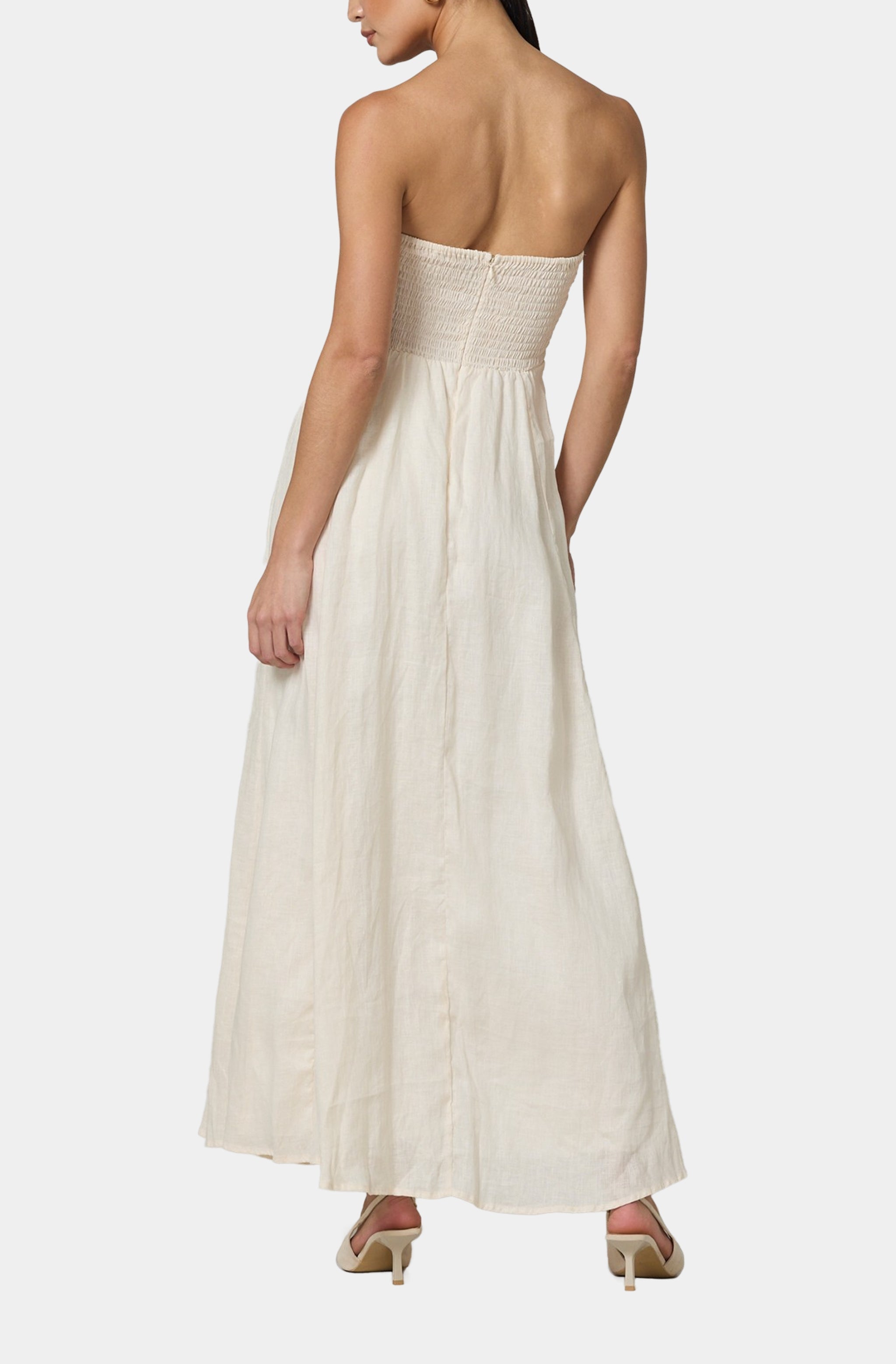 Talia Pintuck Linen Maxi Dress