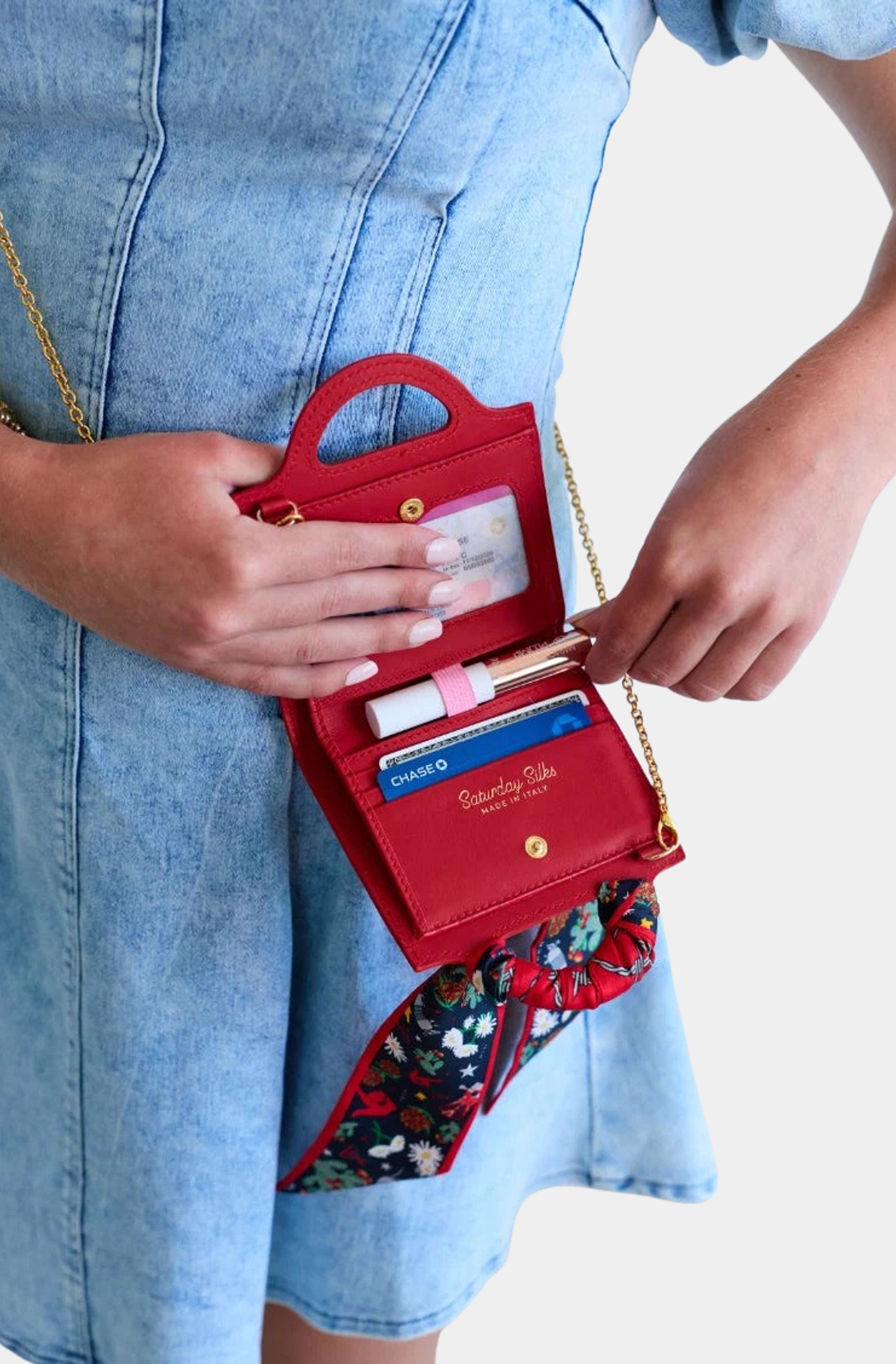 Fan-Fold Leather Crossbody Wallet