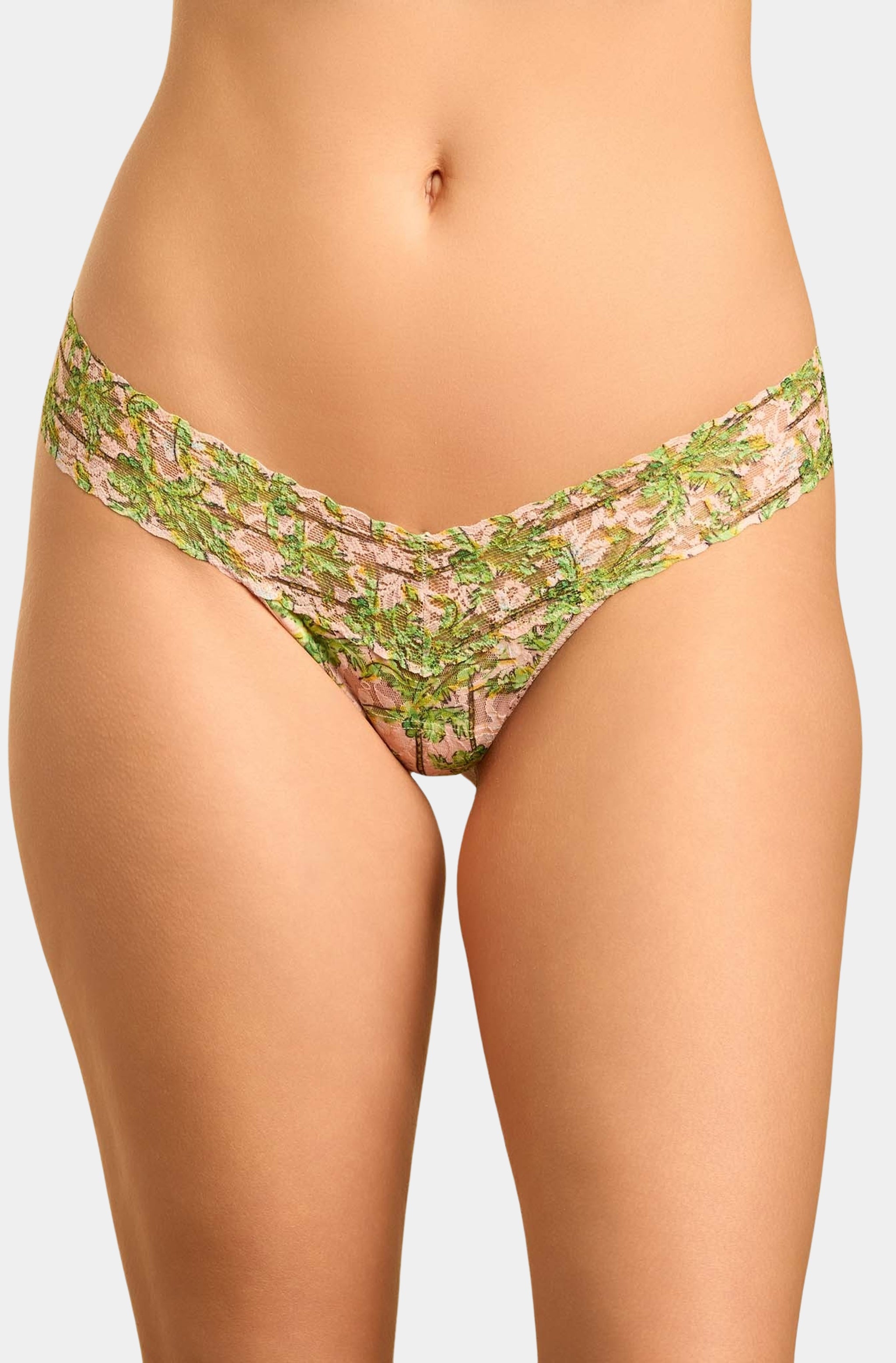 Printed Signature Lace Low Rise Thong