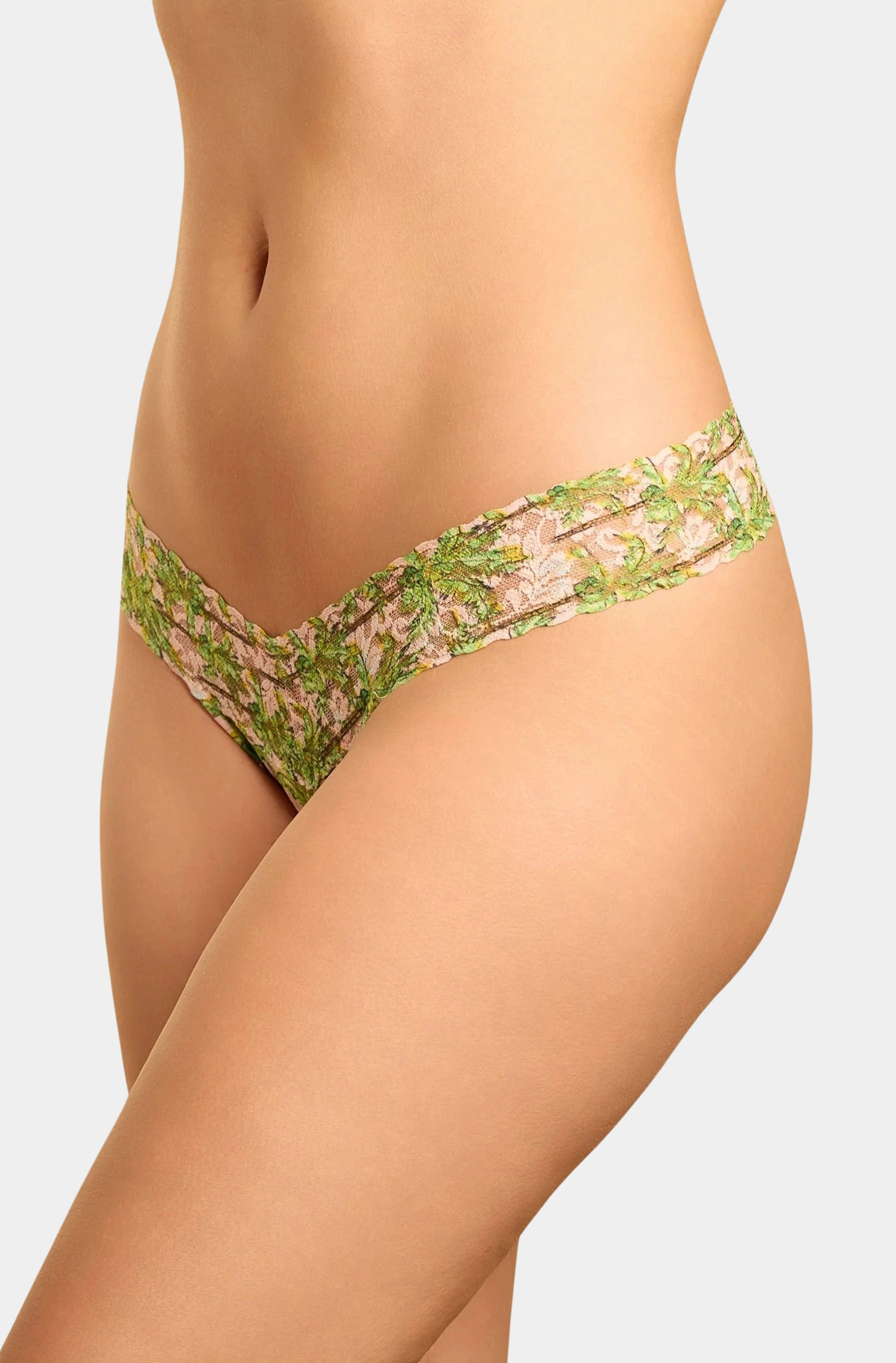 Printed Signature Lace Low Rise Thong