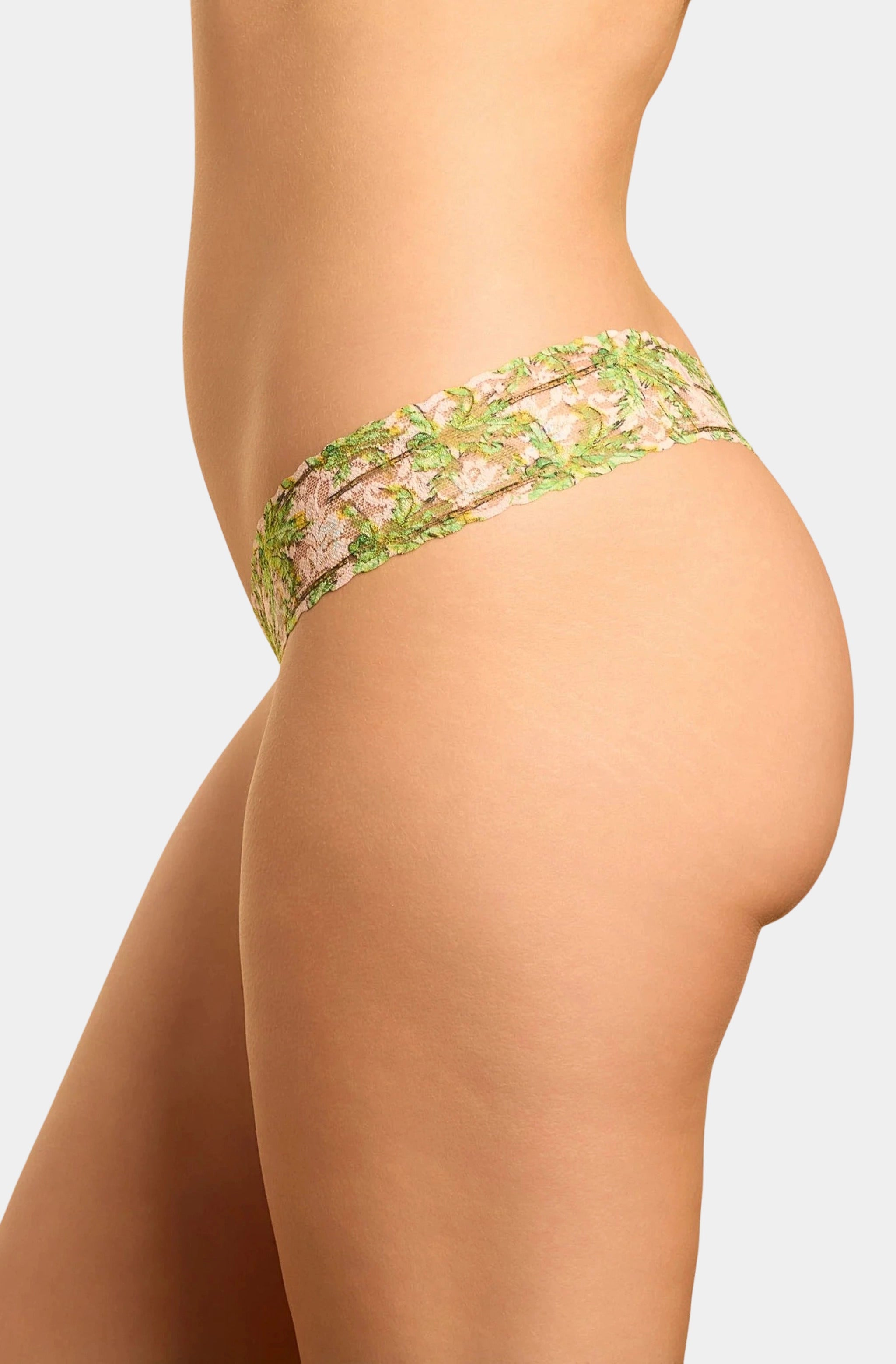 Printed Signature Lace Low Rise Thong