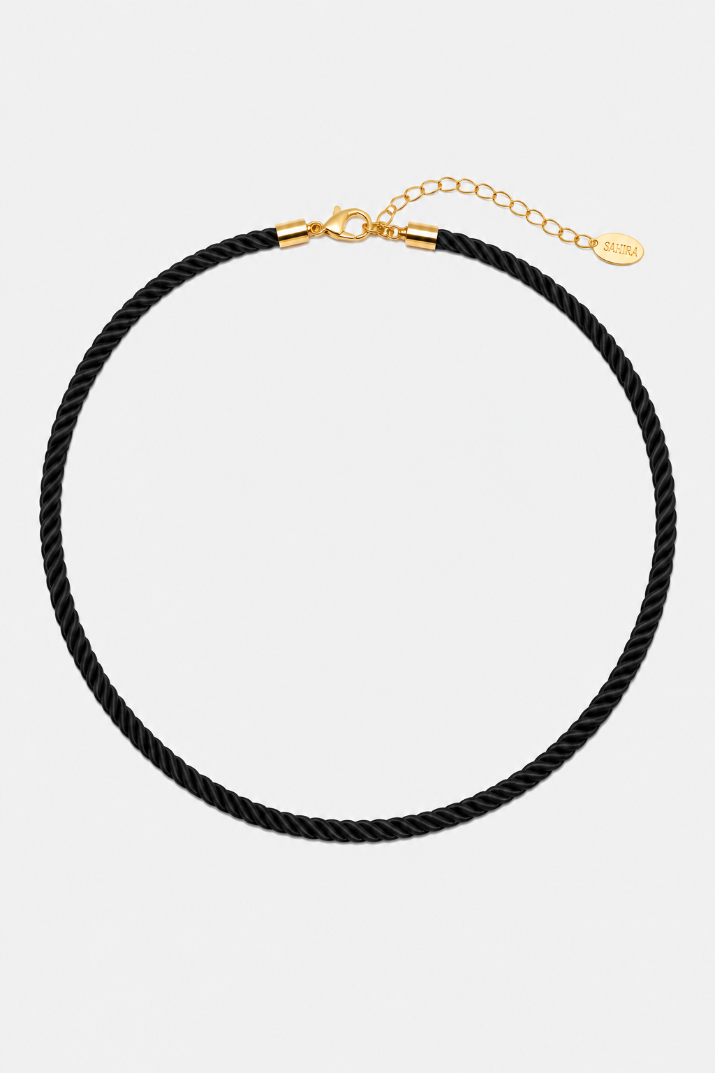 Sahira Black Rope Cord Necklace in Black